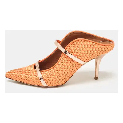 Malone Souliers Orange Woven Satin Maureen Mules Size