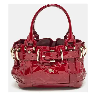 Burberry Red Quilted Patent Leather Baby Beaton Tote