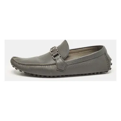 Louis Vuitton Grey Leather Hockenheim Loafers Size