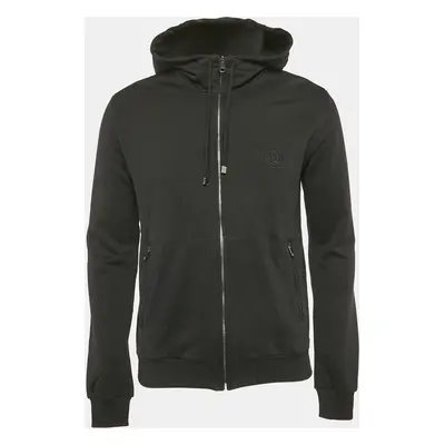 Dolce & Gabbana Black Cotton Knit Hooded Zip-Up Jacket