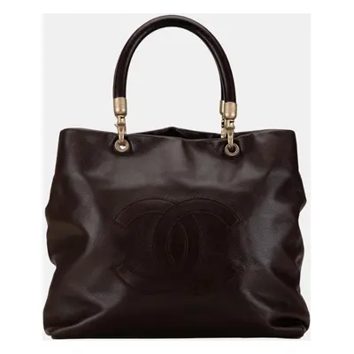 Chanel Brown CC Caviar Tote Bag