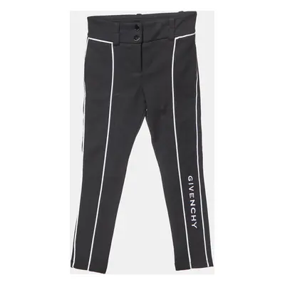 Givenchy Kids Black Cotton Blend Logo Embroidered Pants Yrs