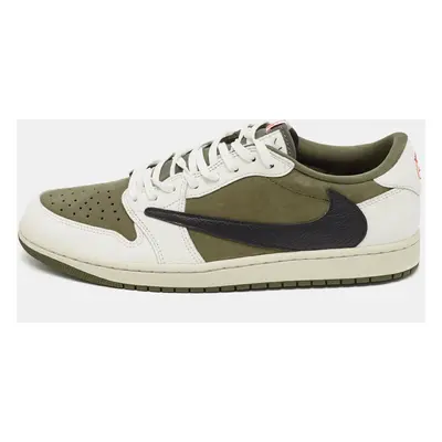 Air Jordans Green/White Suede and Leather Jordan Retro Low OG SP Travis Scott Medium Olive Sneak