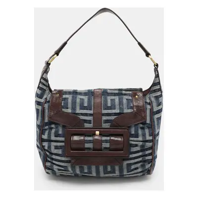 Givenchy Blue/Brown Fabric and Leather Shoulder Bag