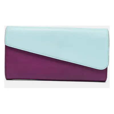 Dior Purple/Blue Leather Flap Continental Wallet