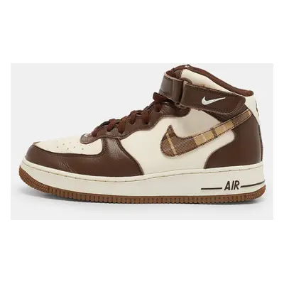 Nike Brown/Beige Leather Air Force Mid '07 Brown Plaid Sneakers Size