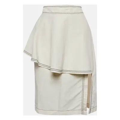 Stella McCartney Off-White Cotton Blend Flounce Knee-Length Skirt