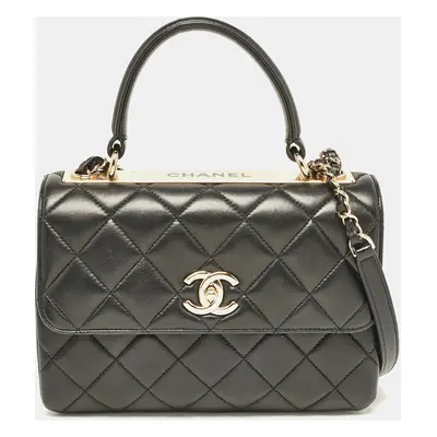 Chanel Black Quilted Leather Trendy CC Top Handle Bag