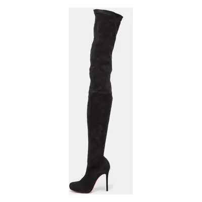 Christian Louboutin Black Suede Knee Length Boots Size 38.5