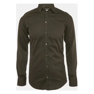 Dolce & Gabbana Gold Black Textured Cotton Shirt