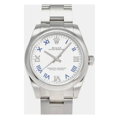 Rolex White Stainless Steel Oyster Perpetual