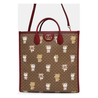 Gucci Micro Guccissima Tote Bag Brown/Red Pvc Leather