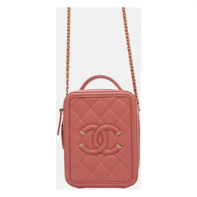 Chanel Pink Caviar Leather CC Filigree Chain Shoulder Bag