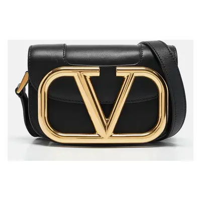 Valentino Black Leather Supervee Crossbody Bag