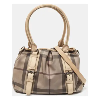 Burberry Smoked Check PVC and Leather Lowry Tote