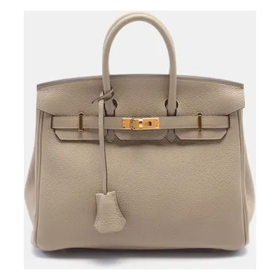 Hermes Beige Togo Leather Birkin Tote Bag