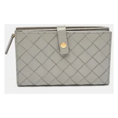 Bottega Veneta Grey Intrecciato Leather French Wallet