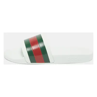 Gucci White Rubber Pursuit Pool Slides Size