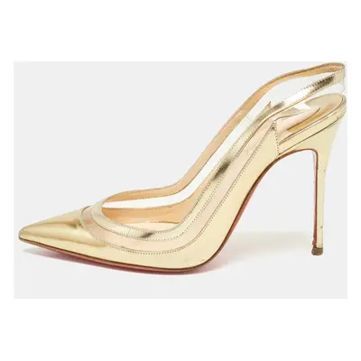 Christian Louboutin Gold Leather and PVC Paulina Pumps Size