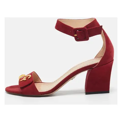 Dior Red Suede C'est Ankle Strap Sandals Size 36.5