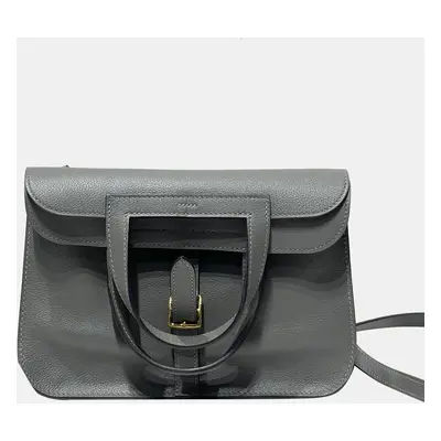 Hermes Rainy Cloud Gray Evercolor leather Halzan bag