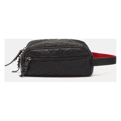 Christian Louboutin Black Textured Rubber Blaster Toiletry Pouch