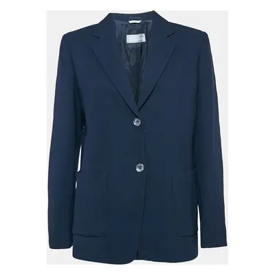 Max Mara Navy Blue Wool Blend Single Breasted Blazer