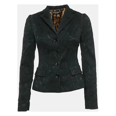 Dolce & Gabbana Black Jacquard Single Breasted Blazer