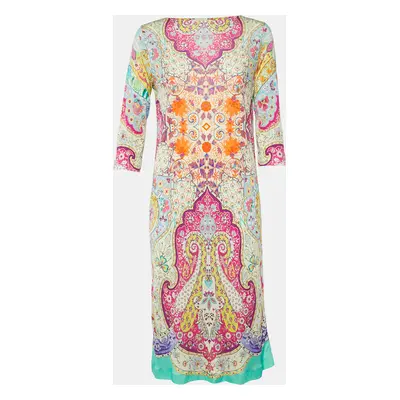 Etro Multicolor Paisley Print Silk Jersey Shift Dress