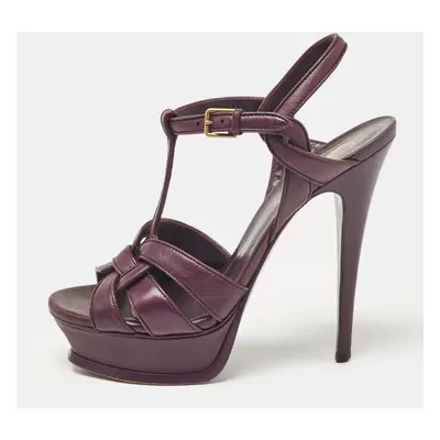 Saint Laurent Purple Leather Tribute Platform Sandals Size