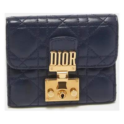 Dior Navy Blue Cannage Leather Dior Addict Compact Wallet