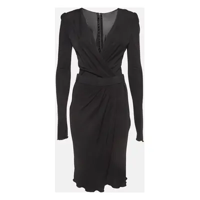 Dolce & Gabbana Black Jersey V-Neck Midi Dress