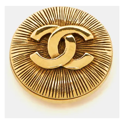 Chanel CC Vintage Gold Tone Brooch