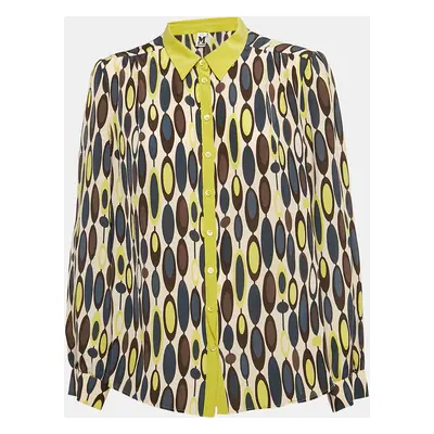 M Missoni Multicolor Printed Silk Long Sleeve Shirt