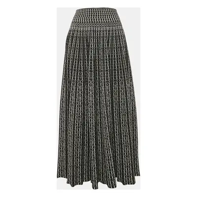 Alaia Black/White Jacquard Wool Blend Knit Maxi Skirt