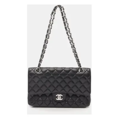 Chanel Black Leather Classic Double Flap Shoulder Bag