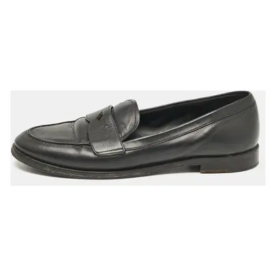 Prada Black Leather Slip On Loafers Size 38.5