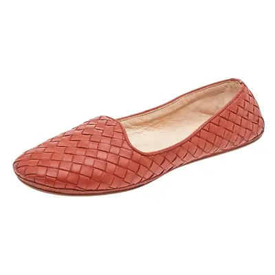 Bottega Veneta Orange Intrecciato Leather Smoking Slippers Size