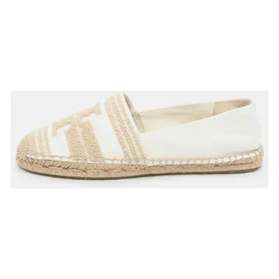 Tory Burch White Canvas Espadrille Flats Size 36.5