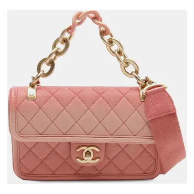 Chanel Pink Small Quilted Caviar Sunset On The Sea Flap