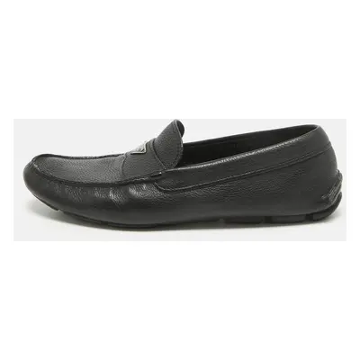 Prada Black Leather Slip On Loafers Size