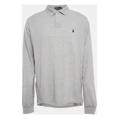 Polo Ralph Lauren Grey Pique Cotton Long Sleeve Slim Fit Polo T-Shirt