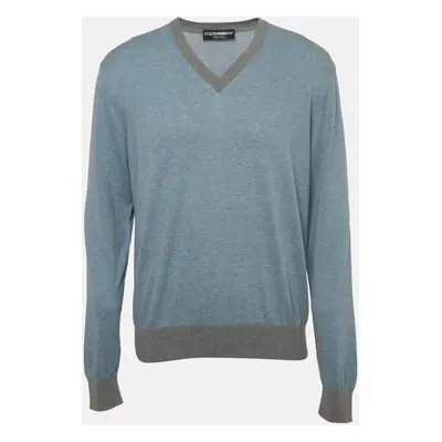 Dolce & Gabbana Blue Cotton Knit Sweatshirt