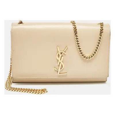 Saint Laurent Beige Leather Medium Kate Shoulder Bag