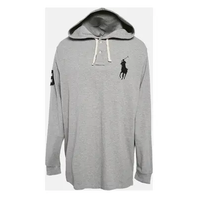 Polo Ralph Lauren Grey Logo Embroidery Cotton Knit Hoodie