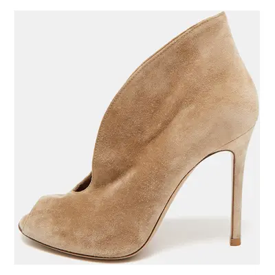 Gianvito Rossi Beige Suede Vamp Booties Size