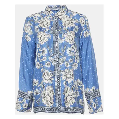 Sandro Blue Printed Silk Shirt