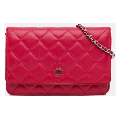 Chanel Pink Classic Lambskin Wallet on Chain