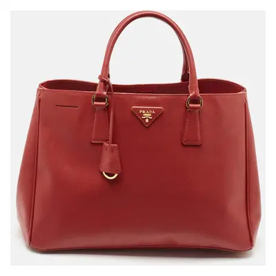 Prada Red Saffiano Lux Leather Galleria Open Tote