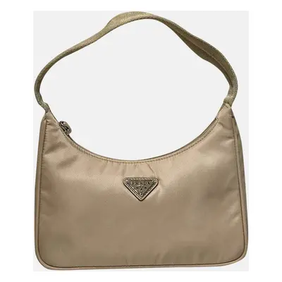 Prada Beige Fabric Nude Hobo Bag